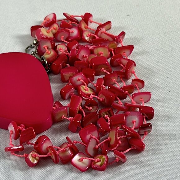 Coldwater Creek Necklace Pink Chunky Pendant Chippy Beads Spring Summer Bright - Picture 6 of 9